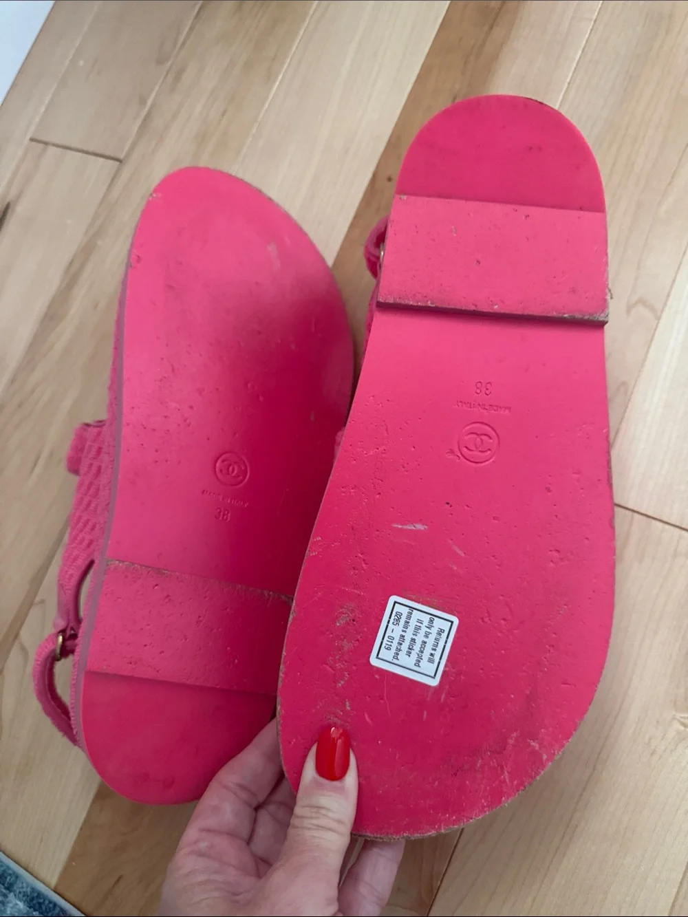 CHANEL Pink Tweed Double-Strap Slingback Sandals